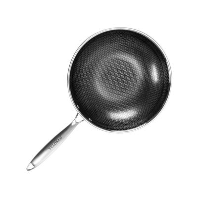 Double Side 32cm Stainless Steel Frying Pan Honeycomb Non Stick Pan 1.35kg Anti Abrasion