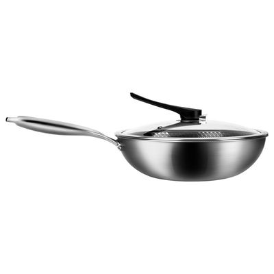 Double Side 32cm Stainless Steel Frying Pan Honeycomb Non Stick Pan 1.35kg Anti Abrasion